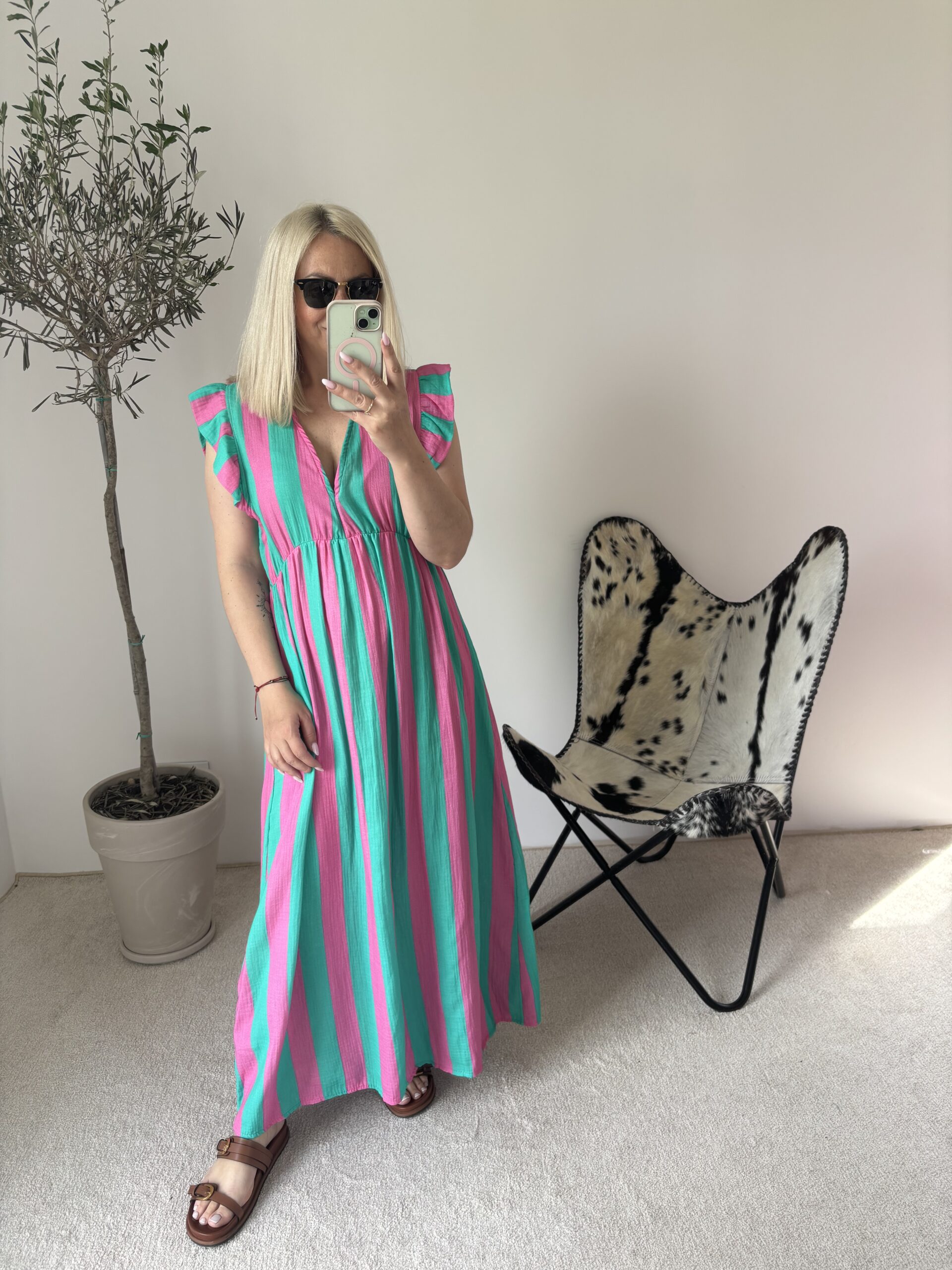 SUKIENKA MUŚLIN TURKUS Z RÓŻEM