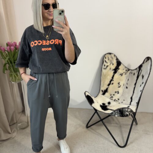 BAWEŁNIANE SPODNIE  GRAFIT