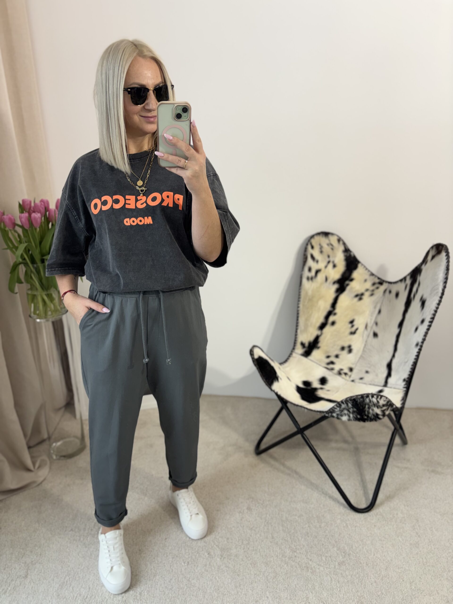 BAWEŁNIANE SPODNIE GRAFIT