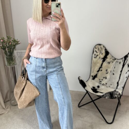 JEANSY SZEROKIE Z PRZESZYCIEM I GUMKĄ