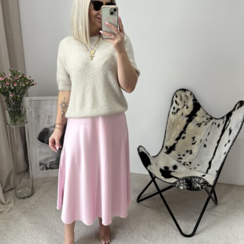 SPÓDNICA SATYNA RÓŻ