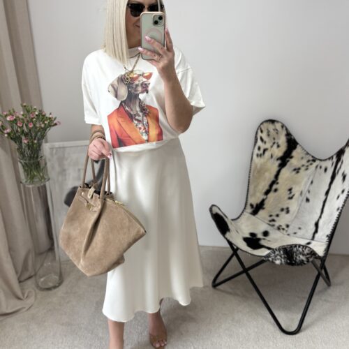 SPÓDNICA SATYNOWA JASNY BEŻ